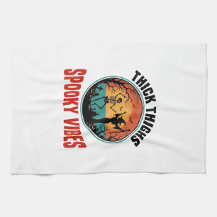 Dicke Oberschenkel Gruselige Vibes Vintage Hallowe Geschirrtuch