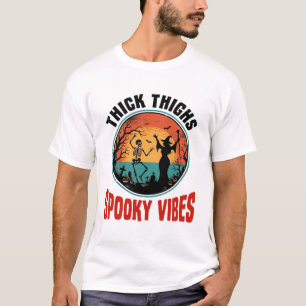 Dicke Oberschenkel Gruselige Vibes Vintage Hallowe T-Shirt