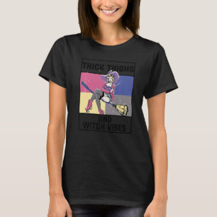 Dicke Oberschenkel Hexen Vibes Halloween Hut Damen T-Shirt