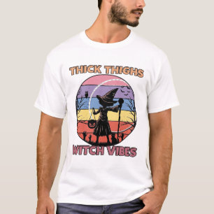 Dicke Oberschenkel Hexen Vibes Halloween Kürbis Si T-Shirt