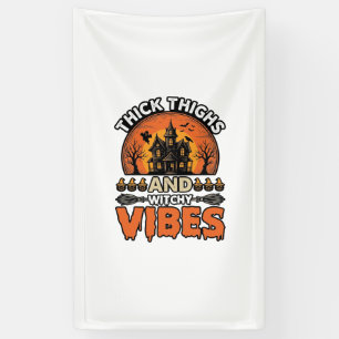 Dicke Oberschenkel Hexen-Vibes Halloween-Shirt-Des Banner