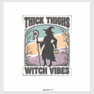 Dicke Oberschenkel Hexen Vibes Vintage Halloween T Aufkleber