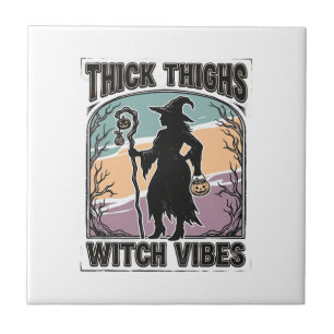 Dicke Oberschenkel Hexen Vibes Vintage Halloween T Fliese