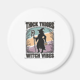 Dicke Oberschenkel Hexen Vibes Vintage Halloween T Magnet