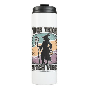 Dicke Oberschenkel Hexen Vibes Vintage Halloween T Thermosbecher