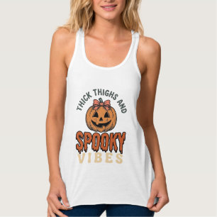 Dicke Oberschenkel Und Gruselige Vibes Kürbis Hall Tank Top