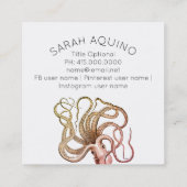 Dicke Oktopus mit geschwungener Schrift Quadratische Visitenkarte (Rückseite)