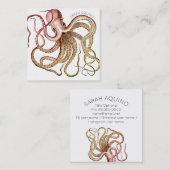 Dicke Oktopus mit geschwungener Schrift Quadratische Visitenkarte (Vorne/Hinten)
