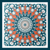 Dicke Orange & Aquamarin Mandala Geometrisches Tot Fliese