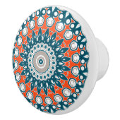Dicke Orange & Aquamarin Mandala Geometrisches Tot Keramikknauf (Rechts)