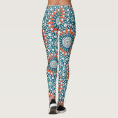 Dicke Orange & Aquamarin Mandala Geometrisches Tot Leggings (Rückseite)