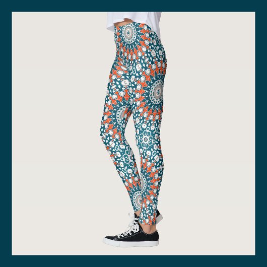 Dicke Orange & Aquamarin Mandala Geometrisches Tot Leggings