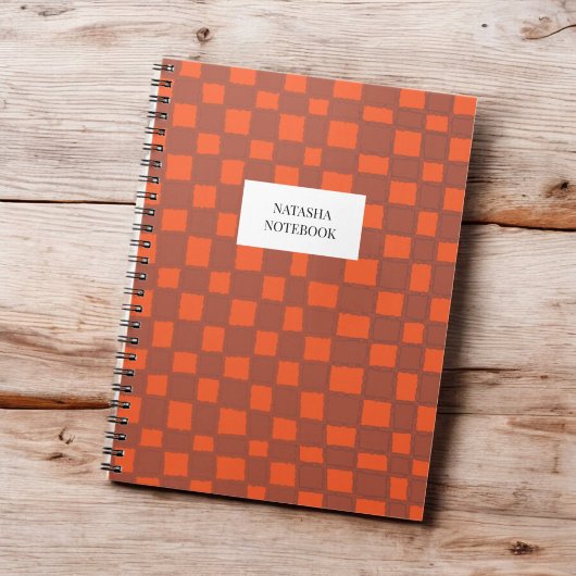 Dicke Orange Brown Checkerboard-MusterNotebook Notizblock