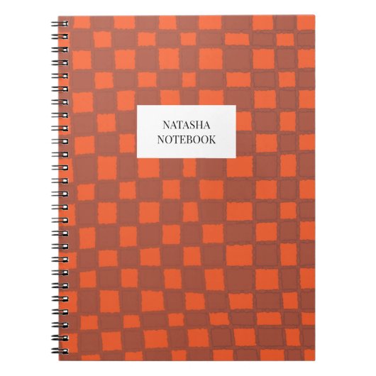 Dicke Orange Brown Checkerboard-MusterNotebook Notizblock (Vorderseite)