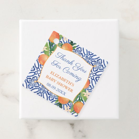 Dicke Orange Citrus Blue Tile Bridal oder Babydusc Geschenkanhänger (Beispiel)