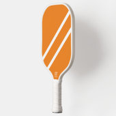 Dicke Orange Diagonal Sporty White Racing Stripes Pickleball Schläger (Links)