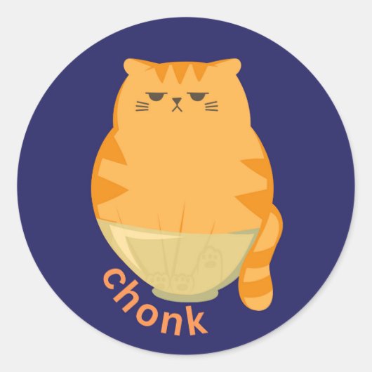 Dicke Orange Katze Runder Aufkleber (Vorderseite)