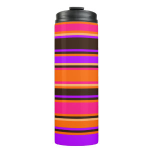 Dicke Orange, Magenta und Lila Streifen - Tumbler Thermosbecher