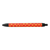 Dicke Orange Red Checkered Checkerboard Muster Kugelschreiber (Vorderseite)