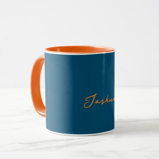 Dicke Orange und Aquamarine personalisierte Umarmu Tasse (Vorderseite Links)