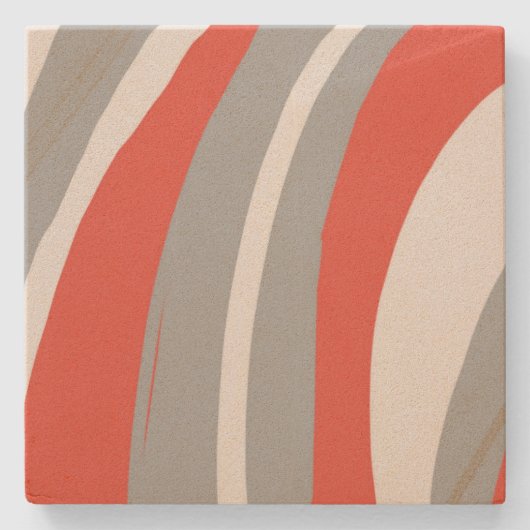 Dicke Orange und Grau Abstrakt Steinuntersetzer (Vorderseite)