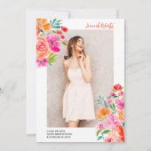 Dicke Orange und Rosa Abschluss Dankeskarte (Rückseite)