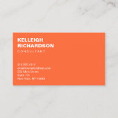 Dicke Orange-Visitenkarte für das erste Monogramm Visitenkarte (Rückseite)