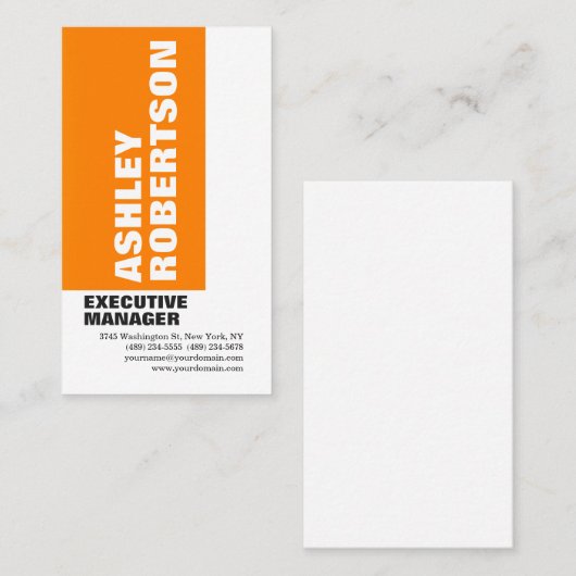 Dicke Orange White Moderne Beruflich Minimalistisc Visitenkarte (Vorne/Hinten)