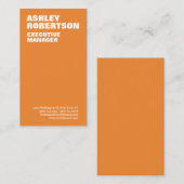 Dicke Orange White Moderne Beruflich Minimalistisc Visitenkarte (Vorne/Hinten)