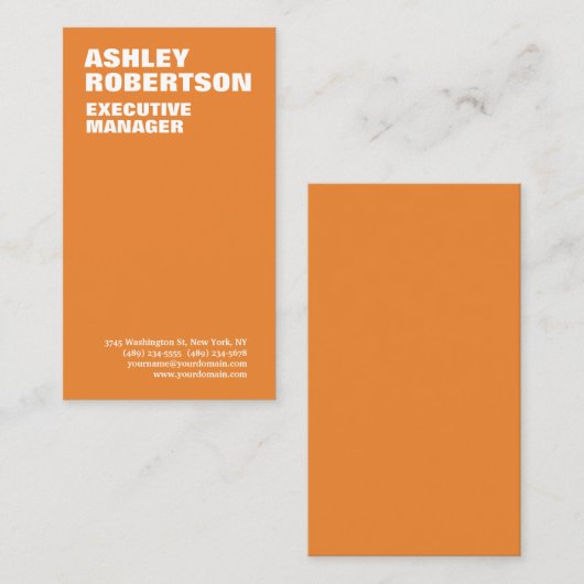 Dicke Orange White Moderne Beruflich Minimalistisc Visitenkarte (Vorne/Hinten)