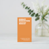 Dicke Orange White Moderne Beruflich Minimalistisc Visitenkarte (Stehend Vorderseite)