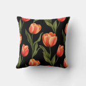 Dicke Orangefarbene Tulips auf schwarz - beeindruc Kissen (Rückseite)