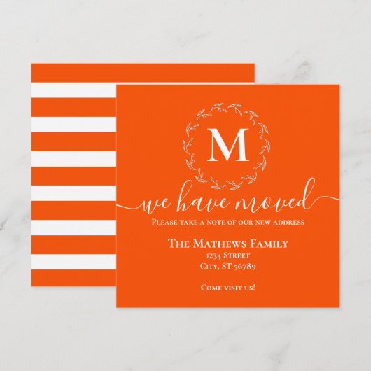 Dicke Orangefarbene Weißkrautmonogramm, die wir be Ankündigung (Vorne/Hinten)