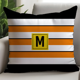 Dicke Orangenstreifen Monogramm Kissen