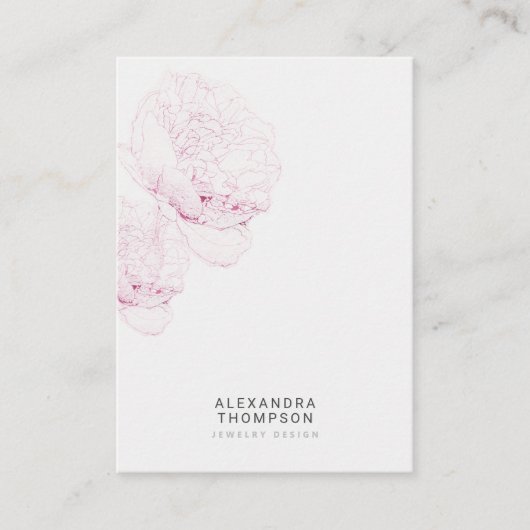 Dicke Peonies Moderne Blumenskizze - Schmuckdarste Visitenkarte (Vorderseite)