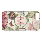 Dicke Peony-Blume und Schmetterlinge mit Monogramm Case-Mate iPhone Hülle (Rückseite (Horizontal))
