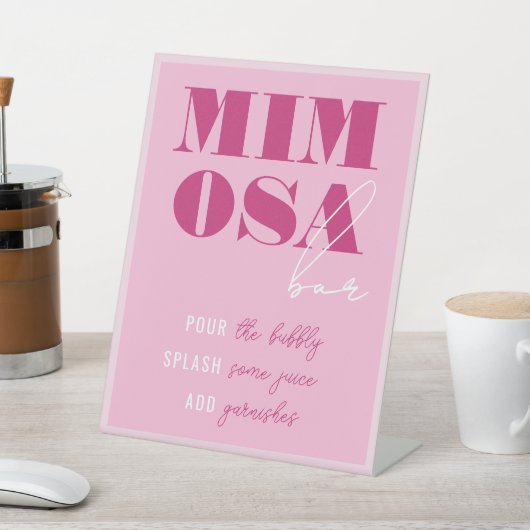 Dicke Pink Bachelorette Mimosa Bar Pedestal Zeiche Sockelschild (In SItu)