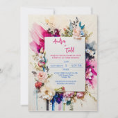 Dicke Pinselstriche florale Aquarellenhochzeit Einladung (Vorderseite)