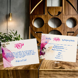 Dicke Pinselstriche florale Aquarellenhochzeit RSVP Karte
