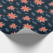 Dicke Poinsettia Blume auf marinebasischem Hinterg Geschenkpapier (Ecke)