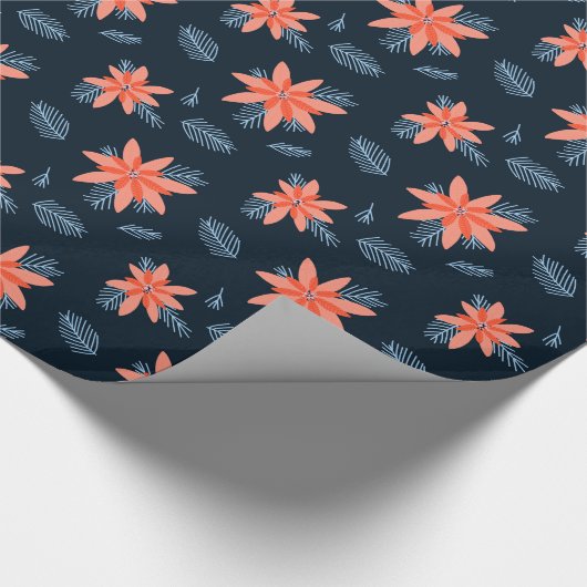 Dicke Poinsettia Blume auf marinebasischem Hinterg Geschenkpapier (Ecke)