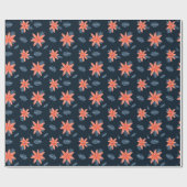 Dicke Poinsettia Blume auf marinebasischem Hinterg Geschenkpapier (Flach)