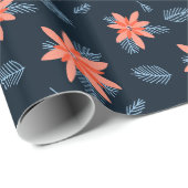 Dicke Poinsettia Blume auf marinebasischem Hinterg Geschenkpapier (Rolleneckpunkt)