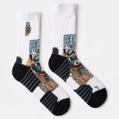 Dicke Raccoon und Berge Grafisch Socken (Rechts)