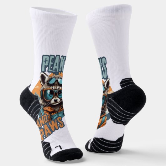 Dicke Raccoon und Berge Grafisch Socken (Gewinkelt)