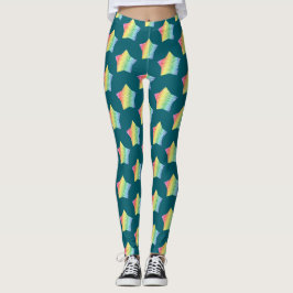 Dicke Rainbow Honeycomb und Diamond Pattern Star Leggings