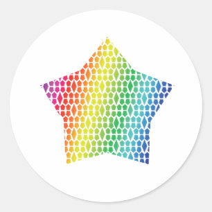Dicke Rainbow Honeycomb und Diamond Pattern Star Runder Aufkleber