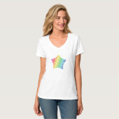 Dicke Rainbow Honeycomb und Diamond Pattern Star T-Shirt (Vorderseite Vollansicht)