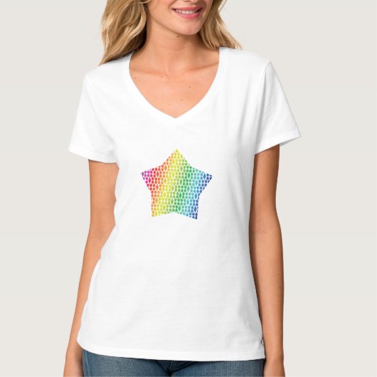 Dicke Rainbow Honeycomb und Diamond Pattern Star T-Shirt (Vorderseite)