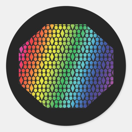 Dicke Regenbogen und schwarze Honeycomb Diamond Mu Runder Aufkleber (Vorderseite)